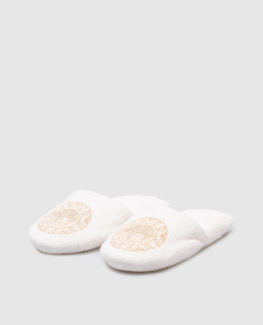 Versace Білі махрові капці Medusa Gala з льоном ZSLB000041A11941