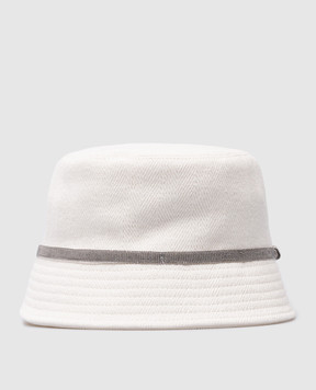 Brunello Cucinelli Белая шляпа с леном с цепочкой мониль с эколатуни MCAP90070
