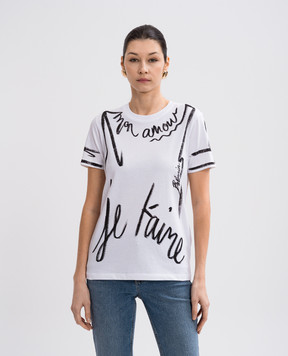 Balmain Белая футболка с принтом "Je t'aime" EF1EF000GE35