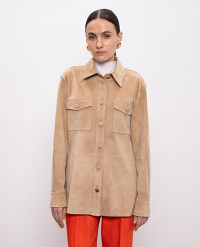 Gabriela Hearst Бежевая замшевая рубашка Irene 3251122L065