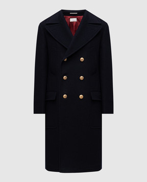 Brunello Cucinelli Синє двоборте пальто з вовни MY4969139G