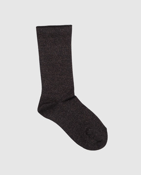 Brunello Cucinelli Черные носки с кашемиром и шелком с люрексом. M41945019