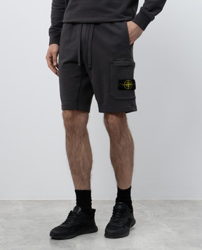 Stone Island Серые шорты-карго с логотипом K1S156200012S0051