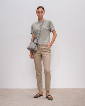 Brunello Cucinelli Футболка кольору хакі Nature з ланцюжком моніль M0A45EI600