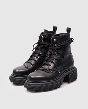 Off-White Чорні шкіряні черевики Tractor OWID040F23LEA001
