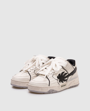 Palm Angels Белые кожаные кроссовки Venice с винтажным эффектом PWIA065S25LEA002