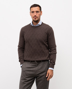 Canali Коричневый джемпер из шерсти и кашемира в узор MK02362C0012