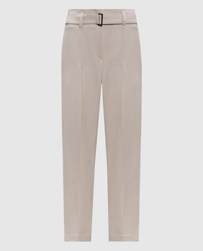 Brunello Cucinelli Бежевые брюки из шерсти с цепочкой мониль MB129P8762