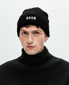 MSGM Черная шапка с вышивкой логотипа 3740ML02247575
