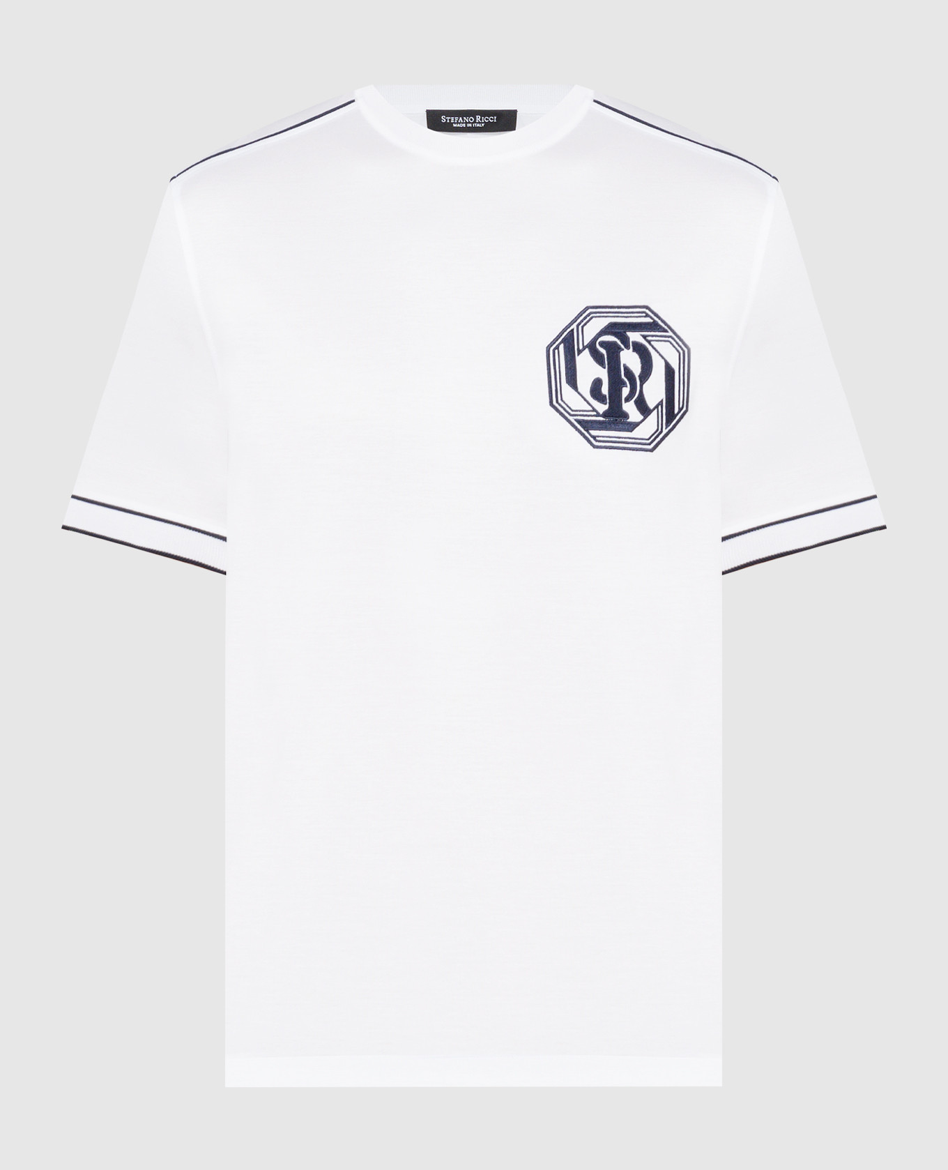 White t-shirt with monogram embroidery
