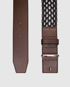 Max Mara Коричневий шкіряний ремінь з плетінням WAISTBAND60