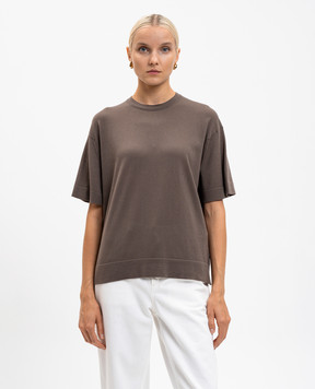 John Smedley Коричнева футболка DANBY з розрізами DANBY
