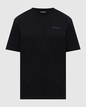 Off-White Чорна футболка з вишивкою логотипа OMAA027C99JER01C