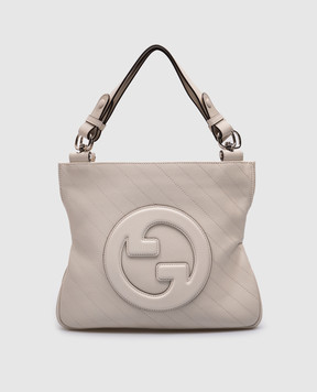 Gucci Бежева шкіряна сумка  з фактурним логотипом 7515181AAOW