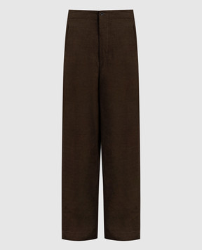 UMA WANG Коричневые брюки Pitti с леном. UP3016