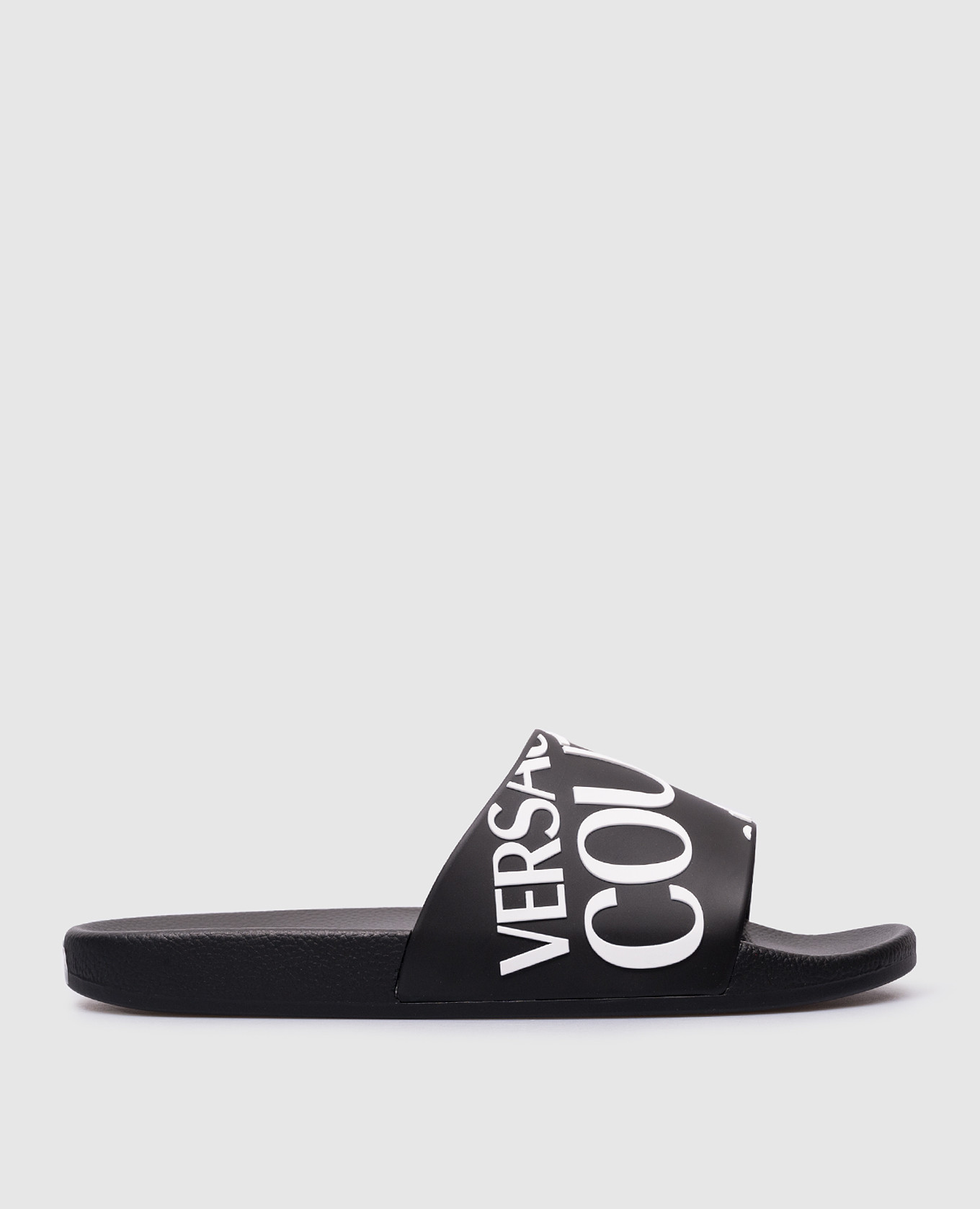 Black sliders with textured logo