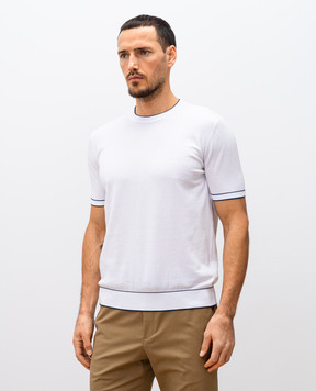 Bertolo Cashmere Белая футболка с контрастным окантованием 902204002056
