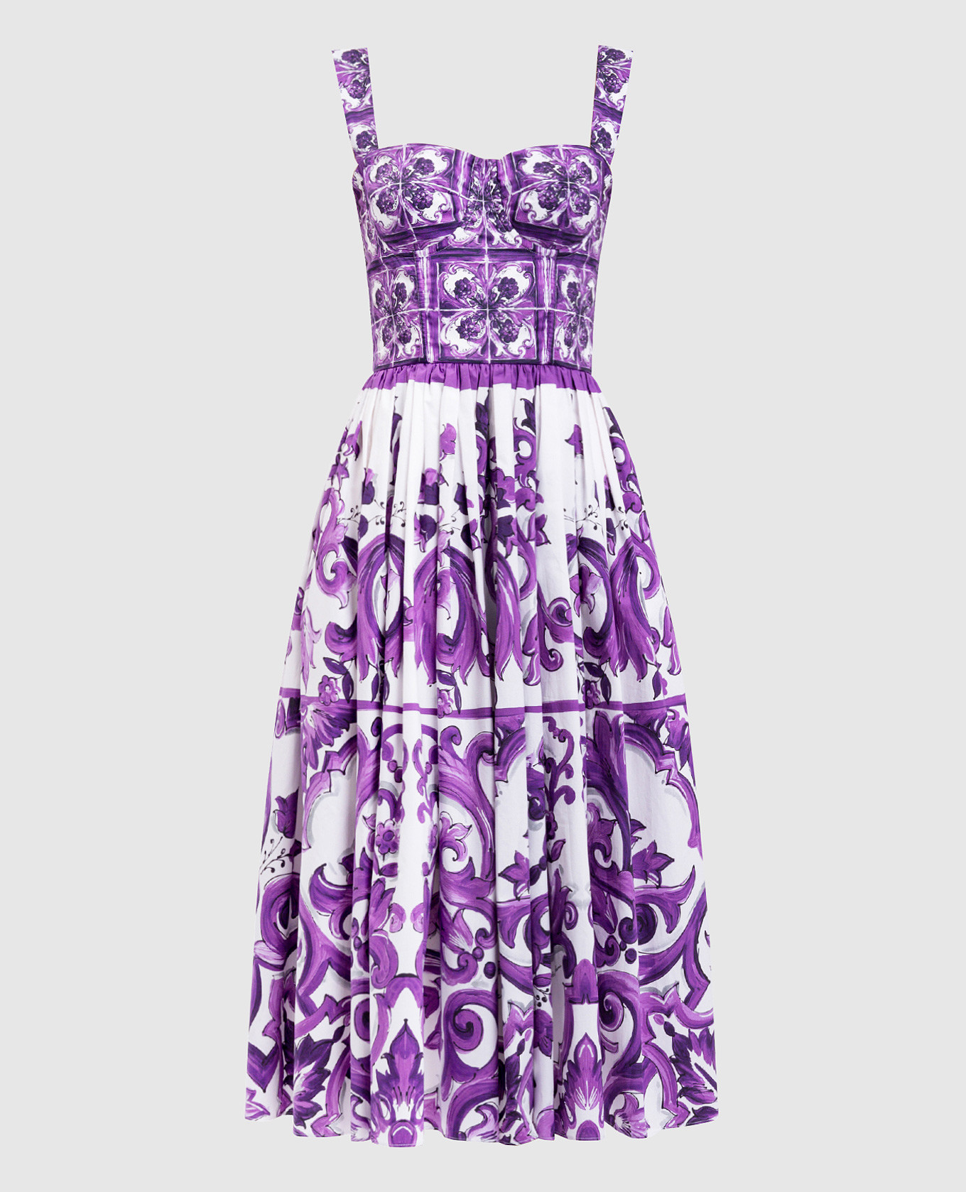 

Белое платье-бюстье в принт, Белый, Повседневные платья