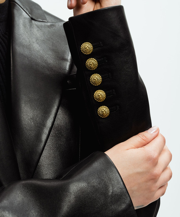 Balmain - Черный кожаный жакет DF1SE056LC62 купить в Symbol