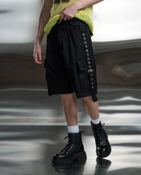 Off-White Чорні шорти з ремінцями OMCB093S24FAB001