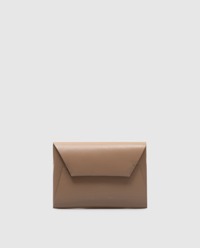 Brunello Cucinelli Бежевый кожаный клатч Duo с логотипом MWTKD2722P