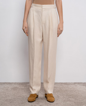Loro Piana Бежевые брюки из льна FAP0042