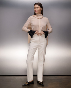 Victoria Beckham Білі штани кльош з вовною 1124WTR005120A