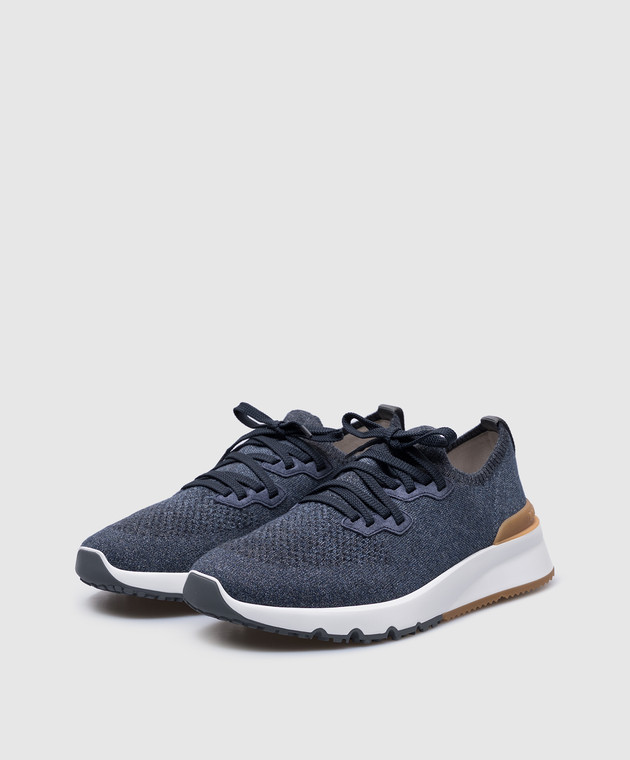 Brunello Cucinelli Сині снокери з фактурним логотипом MZUKISO250 зображення 2