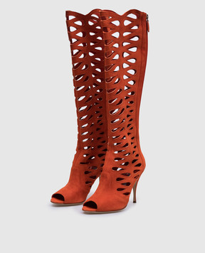 Brian Atwood Помаранчеві замшеві чоботи ELECTRA ELECTRA