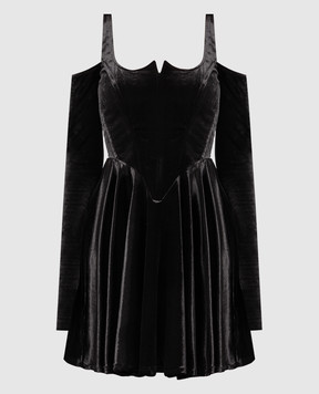 Versace Jeans Couture Черное бархатное платье с открытыми плечами 75HAO914N0225