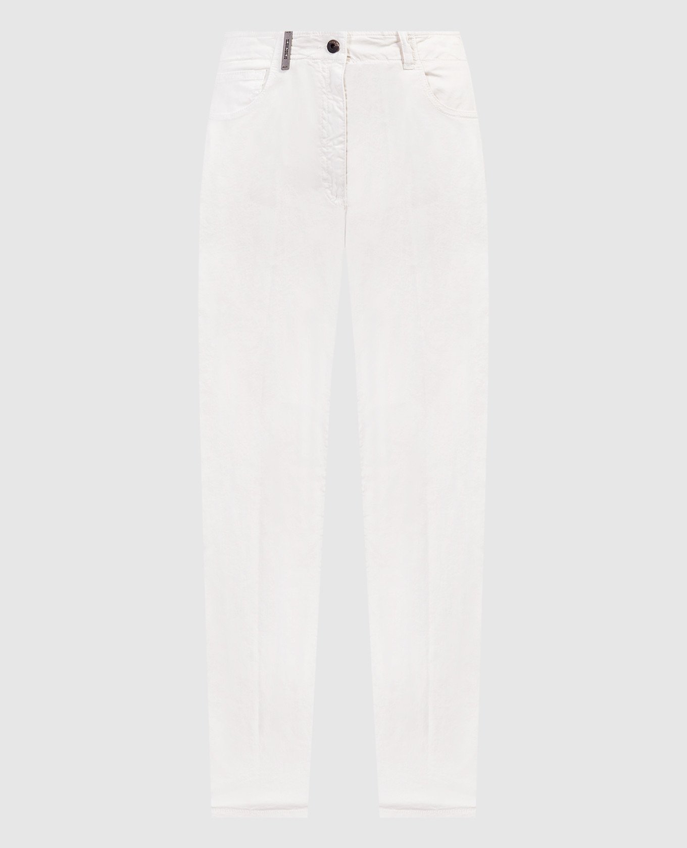 Beige pants with a logo