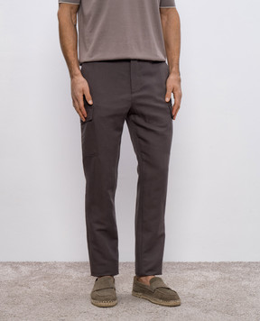 Brunello Cucinelli Коричневый карго с леном. MH255E1890