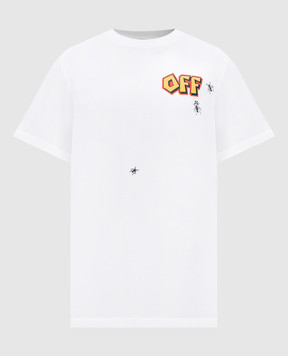Off-White Белая футболка с контрастным принтом логотипа OMAA120S25JER009