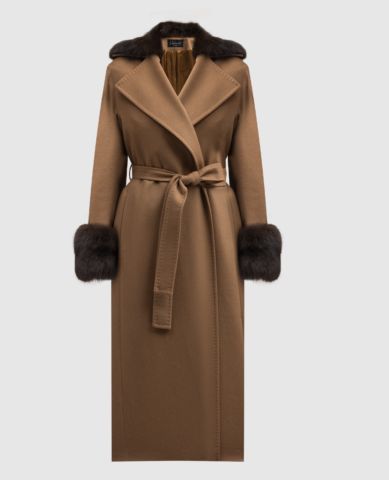 Brown coat of wool with sable fur