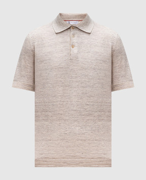 Brunello Cucinelli Бежевое меланжевое поло с льном M2L00315