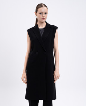 Max Mara Черный удлиненный двубортный жилет ZENA ZENA