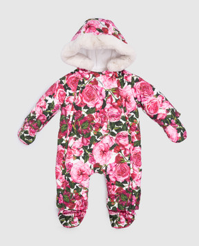 Dolce&Gabbana Детский розовый комбинезон в цветочный принт. L2JO3GISMID