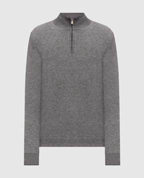 Brunello Cucinelli Сірий джемпер з кашеміру з блискавкою M2200124