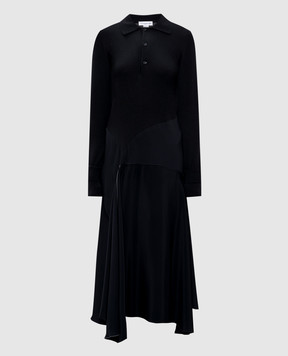 Victoria Beckham Черное платье-поло с шерстью 1324WDR005730A