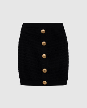 Balmain Чорна спідниця міні у візерунок EF0LB039KI42