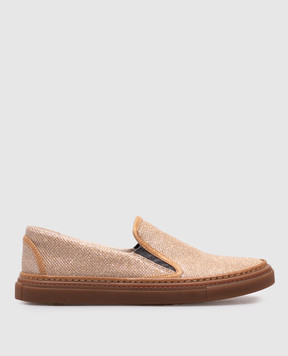 Brunello Cucinelli Золотисті сліпони з люрексом MZD26G162