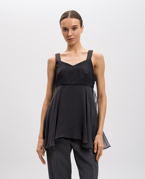 Brunello Cucinelli Серый топ из шерсти и шелка с цепочкой мониль MA053V4400