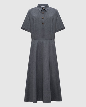 Brunello Cucinelli Серое платье миди из шерсти ME226A5416