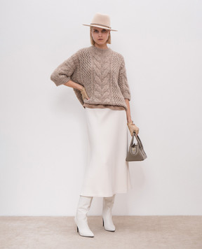 Brunello Cucinelli Коричневий топ із шовку з ланцюжком моніль M0C59EH500