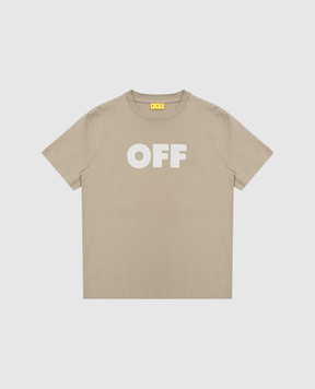 Off-White Детская футболка цвета хаки с логотипом OBAA002S25JER003