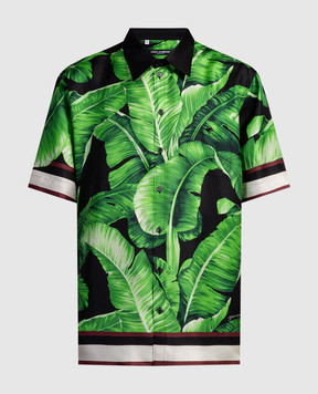 Dolce&Gabbana Зеленая рубашка из шелка в принт banana tree G5LG9THI1QZ