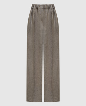 Brunello Cucinelli Бежевые брюки из льна с люрексом MH567P8539