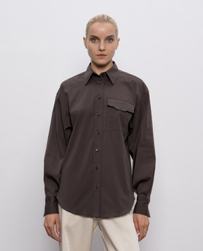 Brunello Cucinelli Коричневая рубашка с цепочкой мониль MP091MY516