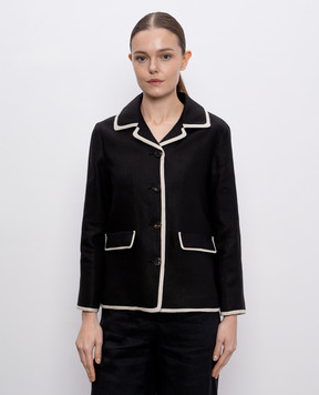 Max Mara Черный жакет LESLIE из льна. LESLIE