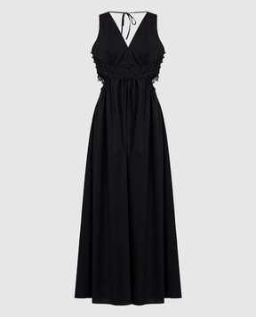 Twinset Черное платье с кружевом и фигурными вырезами 241TT2230